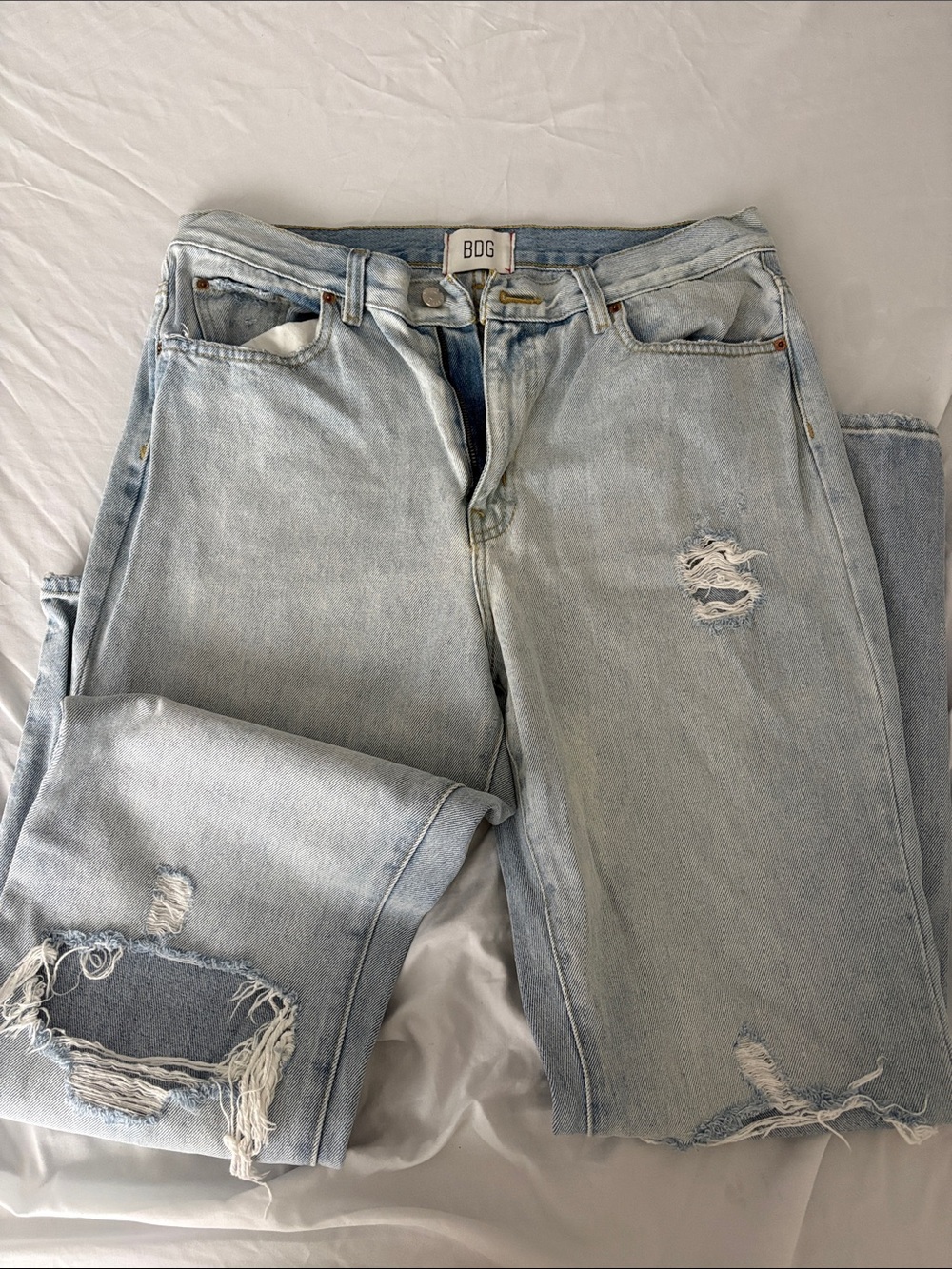 BDG Pale Blue Distressed Boyfriend Jeans